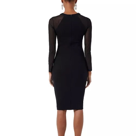 French Connection Black Viven Mesh Paneled Body Con Dress - Picture 2 of 6